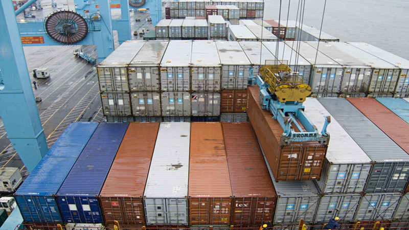 Shipping containers on dock