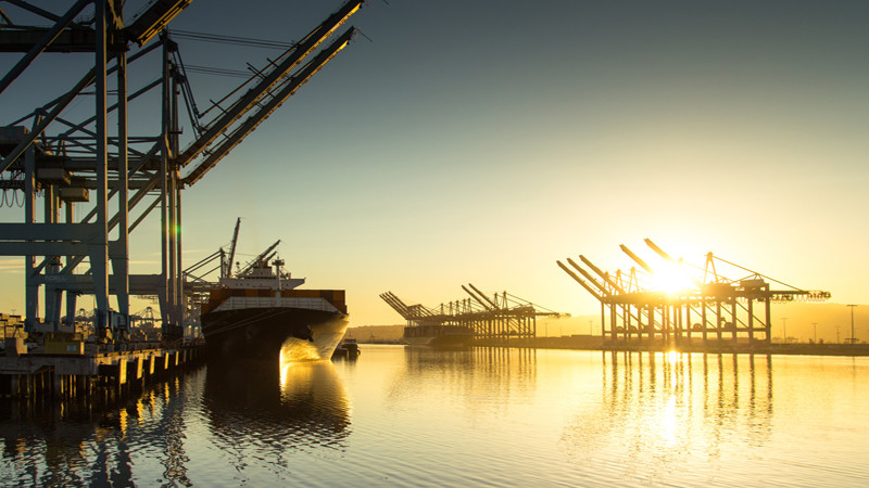 Container Ship and Cranes